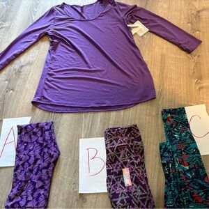 Lularoe outfit new with tag solid purple lynnae large os leggings you pick them